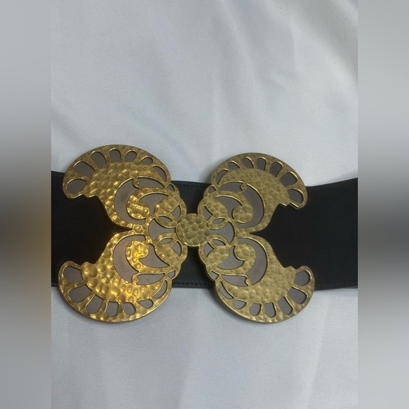 SAINT LAURENT Butterfly Buckle Suede Belt In Nero SZ 75 - Picture 3 of 7